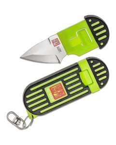 SUNAMK1001BKG image(2) - SUNEX Al Mar Stringer D2 Wedge Blade Keychain Knife in Giftable Box - Green/Black
