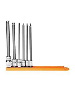 MAY16046 image(0) - Mayhew Mayhew 6 PC Long Metric Ball Hex Insert Socket Bit Set