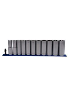 VIMSM800D image(0) - VIM Tools 11 PC. 1/2'' DR. DEEP METRIC SOCKET SET W/ 13" BLUE MAGRAILINCLUDES: 14 - 24MM