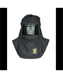 OBERON Hood with A4 Hard Hat Adapters - Arc Flash - 100 Cal TCG - Color: Black - Window: True Color Grey (TCG)