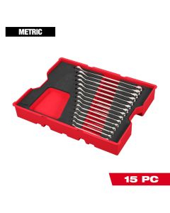 MLW48-22-0154 image(0) - Milwaukee Tool 15 Piece Metric Combination Wrench Set with Tray for PACKOUT Drawers