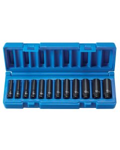 Grey Pneumatic 1/4" Drive 12 Piece Deep Metric Magnetic Impact Set