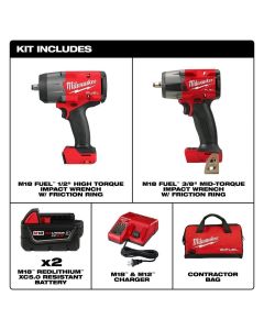 MLW3010-22 image(5) - Milwaukee Tool M18 FUEL 1/2 Inch HTIW & 3/8 Inch MTIW Impact Wrench Automotive Combo Kit