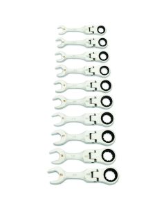 GearWrench 10 Piece 90-Tooth 12 Point Metric Stubby Flex Ratcheting Combination Wrench Set
