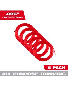 MLW49-16-2782 image(0) - Milwaukee Tool .095 Inch x 20 Feet (5 PK) Pre-Cut Twisted Trimmer Line