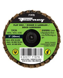 FOR71978 image(4) - Forney Industries Quick Change Flap Disc, 36 Grit, 2 in