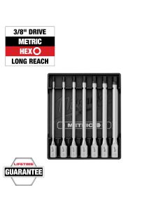 MLW48-22-9547 image(1) - Milwaukee Tool 3/8 Inch Drive Long Hex Bit Socket Set - Metric - 7 Piece