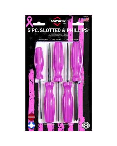 MAY26028CPK image(0) - Mayhew Tools Mayhew Tools 5 PC Slotted / Phillips Screwdriver Set - Pink
