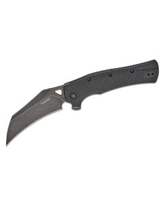 KER1423 image(2) - Kershaw Dawnstar Assisted Open Liner Lock Hawkbill Blade Folding Pocket Knife with Blackwash Finish- Black