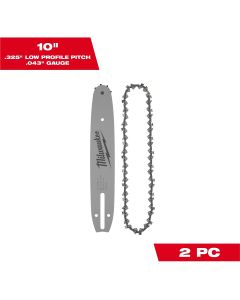 MLW49-16-2844 image(2) - Milwaukee Tool 10" .325" LOW PROFILE&trade; Pitch, .043" Gauge Saw Chain and Guide Bar Set