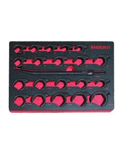 Milton Industries LTI Tool By MIlton 25-Piece SAE/METRIC Shockit Line Wrench Set - Automotive/Hydraulic Line Fittings In Foam Tray
