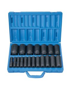 GRE1319D image(0) - Grey Pneumatic 1/2" Drive 19 Piece Deep Length Fractional Master Set