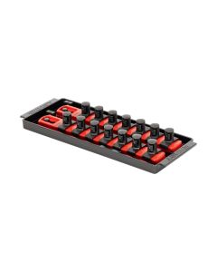 ERN8554 image(0) - Ernst Mfg. 2 Rail Universal Twist Lock Socket Tray 8", Red, with 14) 1/2" Socket Clips