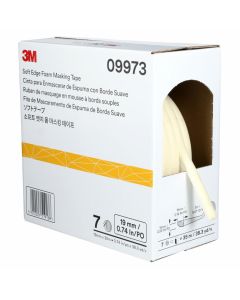 MMM9973 image(1) - 3M Soft Edge Foam Masking Tape, White, 19 mm x 35 m, 09973