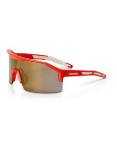 JCK60011 image(1) - Jackson Safety  Safety Glasses - MAXVIEW Series - Gold Mirror Lens - Red Frame - Hardcoat Anti-Scratch