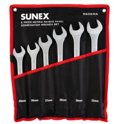 SUN9606MA image(1) - SUNEX 6 Pc. Metric Raised Panel Combination Wrench Set