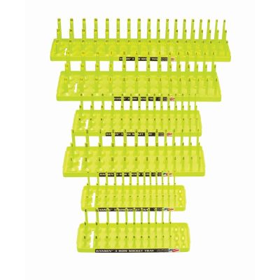 HNE92016 image(0) - Hansen Global 6 Piece 3 Row Socket Tray Set - Hi-Viz Yellow