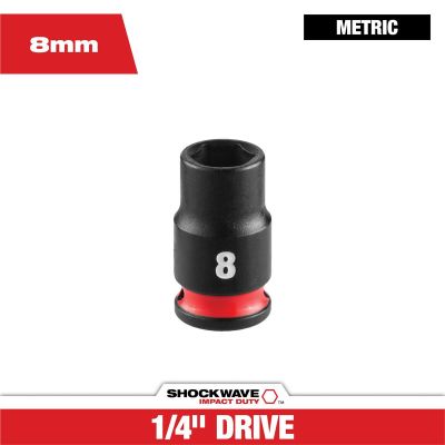 MLW49-66-6028 image(0) - Milwaukee Tool SHOCKWAVE&trade; Impact Duty 1/4" Drive 8MM Standard 6 Point Socket