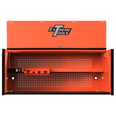 EXTRX552501HCORBK image(0) - Extreme Tools Extreme Tools RX Series Professional 55"W x 25"D Extreme Power Workstation&reg; Hutch Orange, Black Drawer Pulls