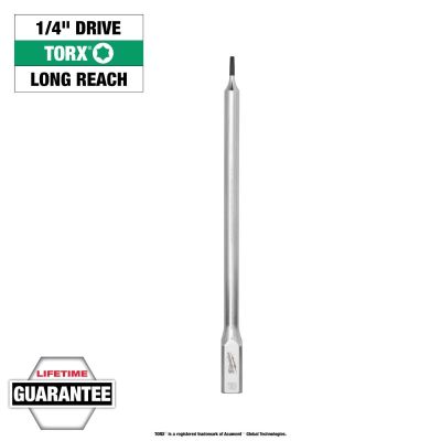 MLW45-34-1061 image(0) - Milwaukee Tool 1/4 Inch Drive T8 Long TORX Bit Socket