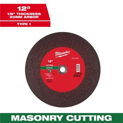 MLW49-94-1930 image(0) - Milwaukee Tool 12" x 1/8" x 20mm Masonry Cut Off Wheel -Type 1