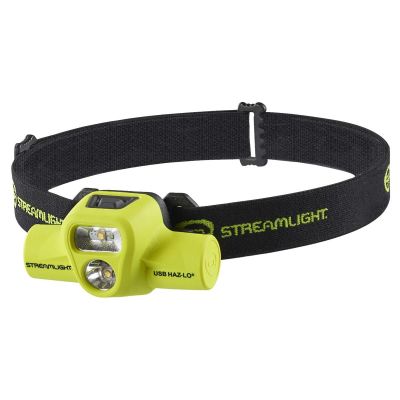 STL61460 image(0) - Streamlight USB HAZ-LO Headlamp - 120V AC Cord - Includes Rubber Hard Hat Strap, Elastic Head Strap, 3M Dual Lock - Box - Yellow