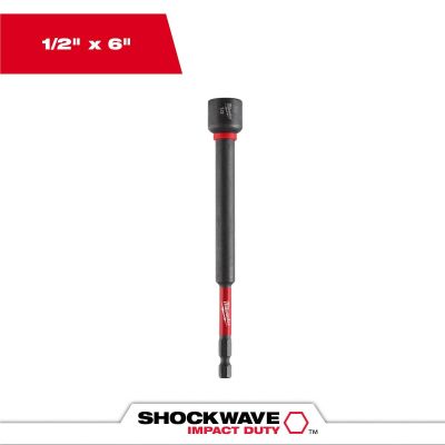 MLW49-66-4587 image(0) - Milwaukee Tool SHOCKWAVE Impact Duty 1/2 Inch x 6 Inch Magnetic Nut Driver