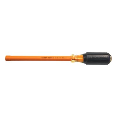 KLE646-1-4INS image(0) - Klein Tools Insulated 1/4-Inch Nut Driver, 6-Inch Hollow Shaft