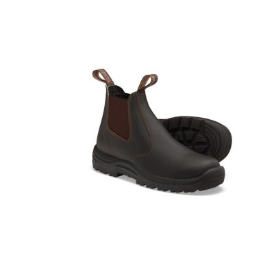 BLU490-065 image(1) - Blundstone Soft Toe Elastic Side Slip-on Boot, Water Resistant, Kick Guard, Stout Brown, AU size 6.5, US size 7.5