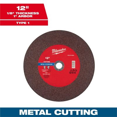 MLW49-94-0053 image(0) - Milwaukee Tool 12" x 1/8" x 1" Metal Cut Off Wheel -Type 1
